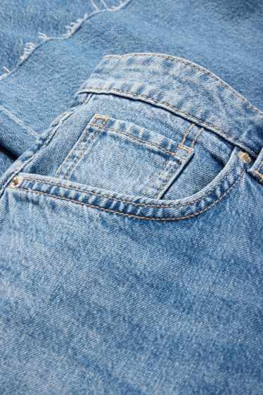 Dames - Korte wide leg jeans - mid waist - jeansblauw