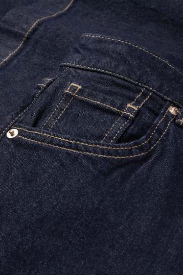 Dames - Korte wide leg jeans - mid waist - jeansdonkerblauw