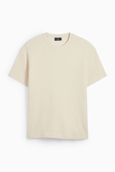 Men - T-shirt - relaxed fit - textured - creme