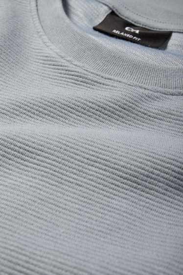 Men - T-shirt - relaxed fit - textured - gray