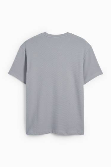 Men - T-shirt - relaxed fit - textured - gray
