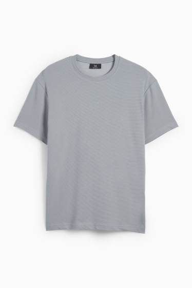 Men - T-shirt - relaxed fit - textured - gray