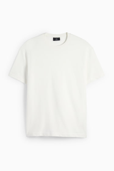Herren - T-Shirt - Relaxed Fit - strukturiert - weiß