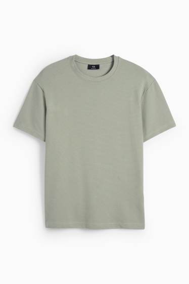 Men - T-shirt - relaxed fit - textured - light green