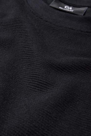 Men - T-shirt - relaxed fit - textured - black