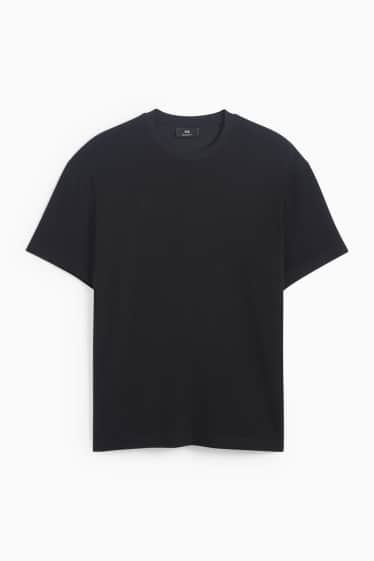 Men - T-shirt - relaxed fit - textured - black