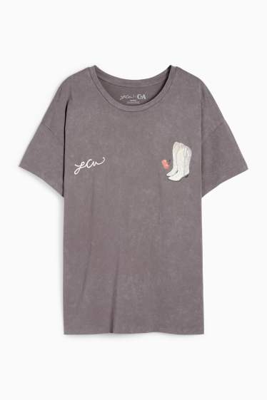 Dames - T-shirt - oversized - Lindsey Cherek Waller - grijs