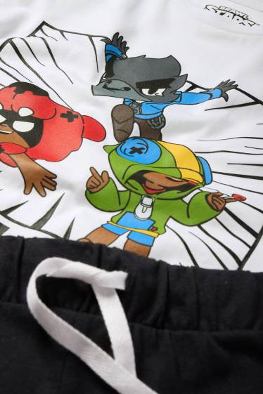 Enfants garçons - Brawl Stars - ensemble - T-shirt et short - 2 pièces - blanc / noir