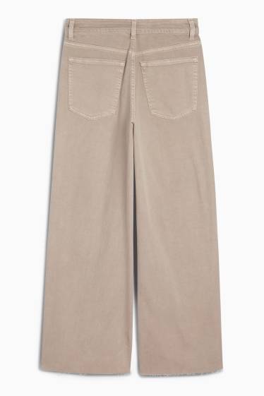 Damen - Crop Wide Leg Jeans - Mid Waist - jeansgrau