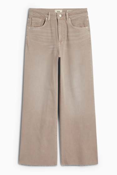 Damen - Crop Wide Leg Jeans - Mid Waist - jeansgrau