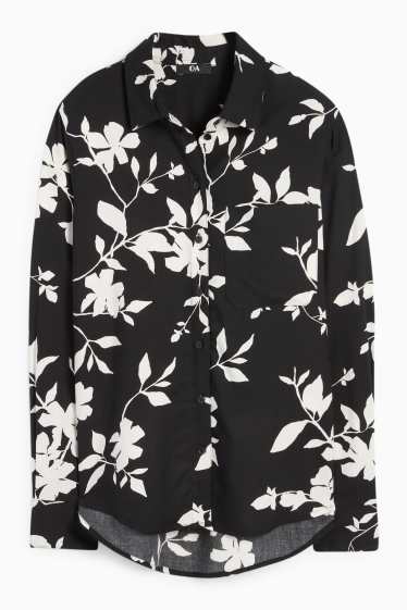 Women - Blouse - floral - black / white