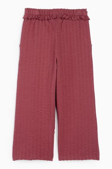 Kinderen: meisjes - Jersey broek - met structuur - roestbruin