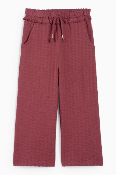 Kinderen: meisjes - Jersey broek - met structuur - roestbruin