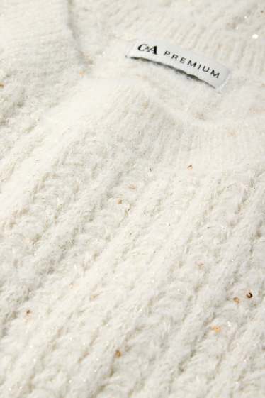 Kinderen: meisjes - Spencer - glanzend - met structuur - licht beige