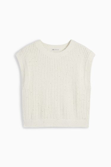 Kinderen: meisjes - Spencer - glanzend - met structuur - licht beige