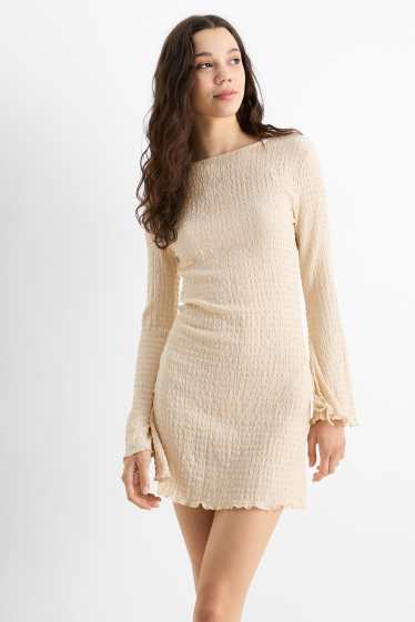 Damen - Kleid - rückenfrei - hellbeige
