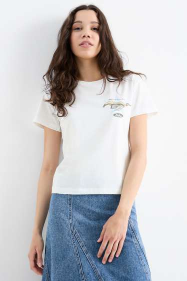 Dames - T-shirt - oversized - Ford - wit