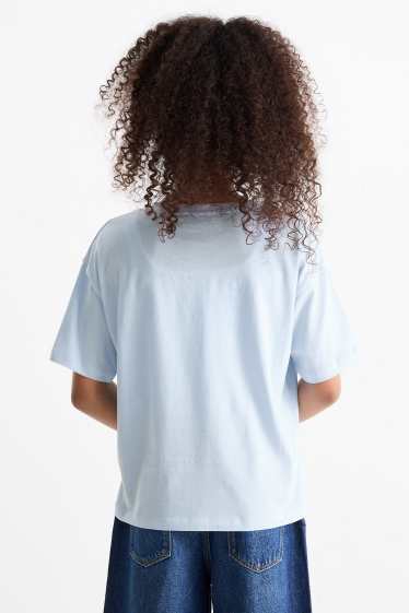 Kinder Mädchen - New York - Kurzarmshirt - Glanz-Effekt - hellblau