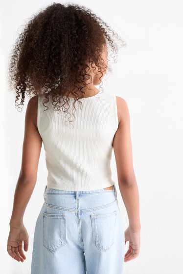 Children Girls - Multipack of 3 - top - ribbed - white