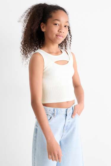 Children Girls - Multipack of 3 - top - ribbed - white