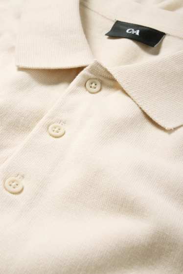 Men - Knitted polo shirt - beige