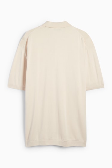 Men - Knitted polo shirt - beige