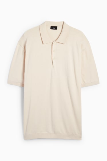 Men - Knitted polo shirt - beige