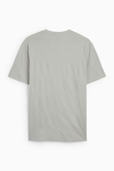 Pánské - Tričko - regular fit - strukturované - světle šedá