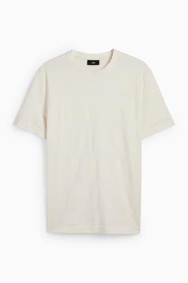 Herren - T-Shirt - Regular Fit - strukturiert - hellbeige