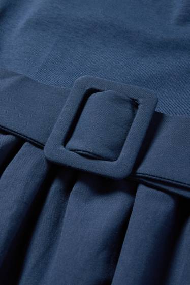 Dames - Fit & flare-jurk met ceintuur - donkerblauw