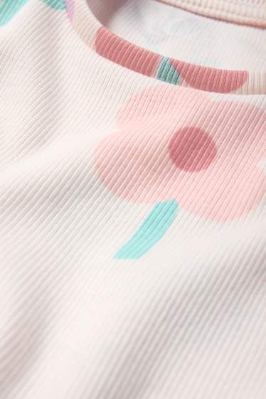 Kinder Mädchen - Blume - Pyjama - gerippt - 2 teilig - rosa