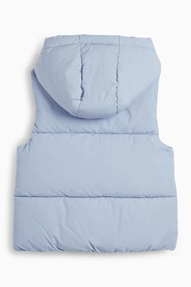 Kinderen: meisjes - Bodywarmer met capuchon - waterafstotend - lichtblauw
