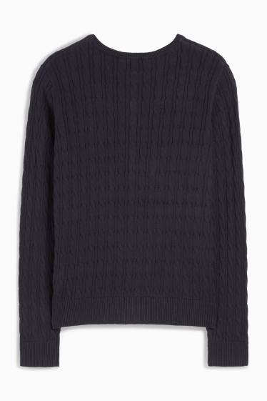 Kinder Mädchen - Strickjacke - Zopfmuster - schwarz