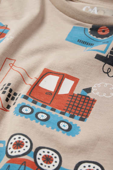 Kinder Buben - Baustellenfahrzeuge - Pyjama - 2 teilig - beige