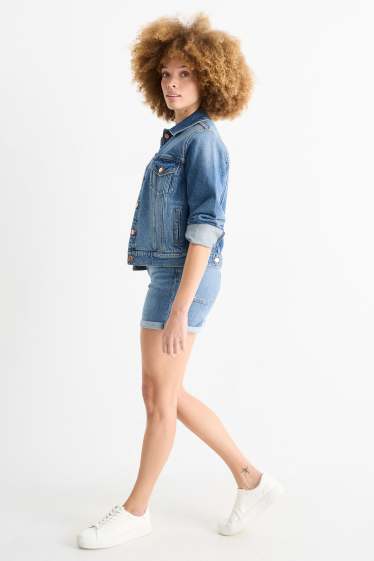 Damen - Mom Shorts - High Waist - LYCRA® - jeansblau