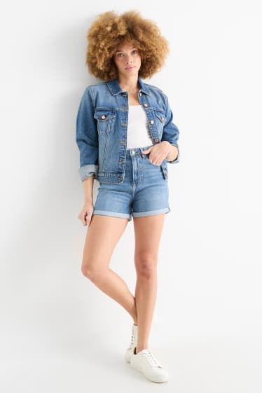 Damen - Mom Shorts - High Waist - LYCRA® - jeansblau