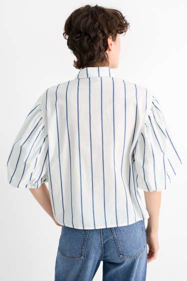 Women - Blouse - striped - white
