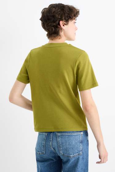 Damen - Basic-T-Shirt - Slim Fit - grün