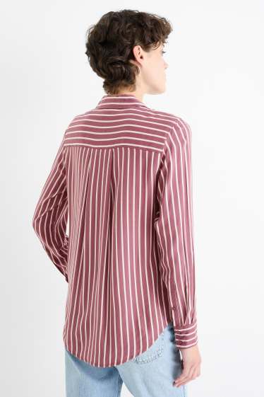 Women - Blouse - striped - bordeaux