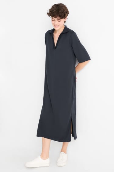 Damen - Polokleid - dunkelgrau