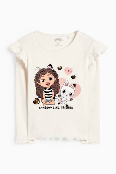 Kinderen: meisjes - Gabby’s poppenhuis - longsleeve - geribd - crème wit