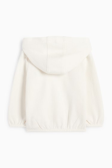 Baby: meisjes - Babysweatvest met capuchon - met structuur - crème wit