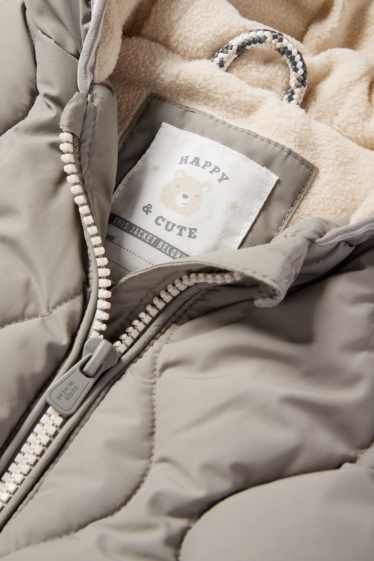 Baby: jongens - Babybodywarmer met capuchon - waterafstotend - grijs