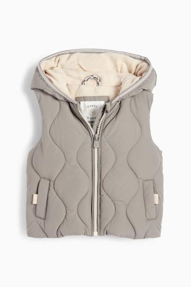 Baby: jongens - Babybodywarmer met capuchon - waterafstotend - grijs