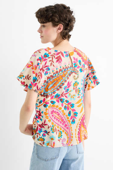 Damen - Bluse - gemustert - orange