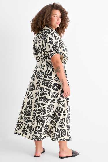Damen - Blusenkleid - gemustert - beige