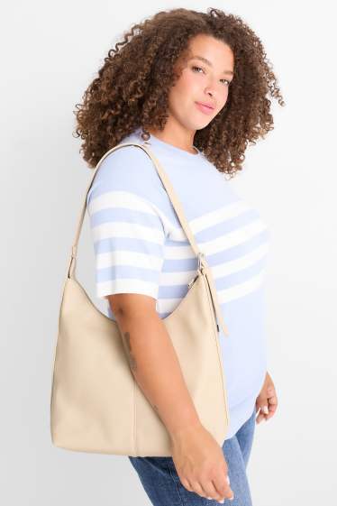 Damen - Schultertasche - Lederimitat - beige