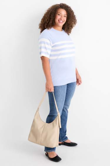Damen - Schultertasche - Lederimitat - beige