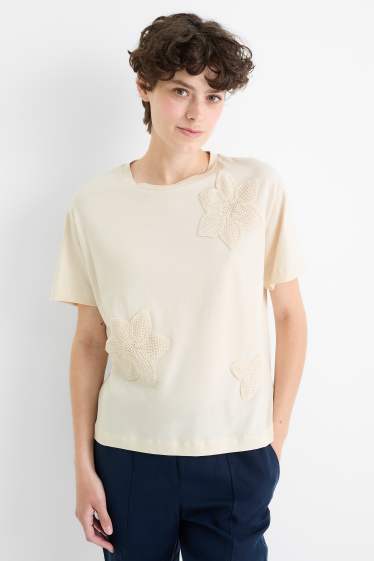 Women - T-shirt - relaxed fit - beige