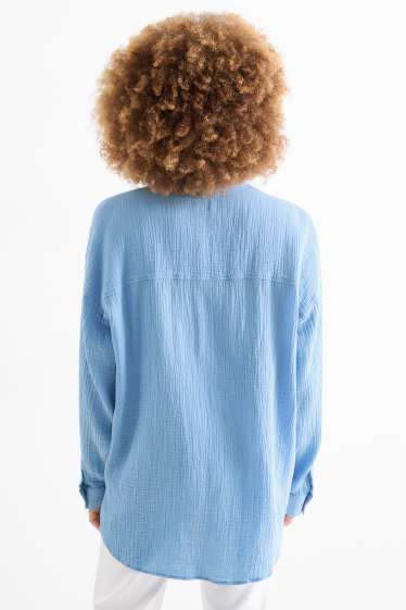 Donna - Blusa di mussola - blu